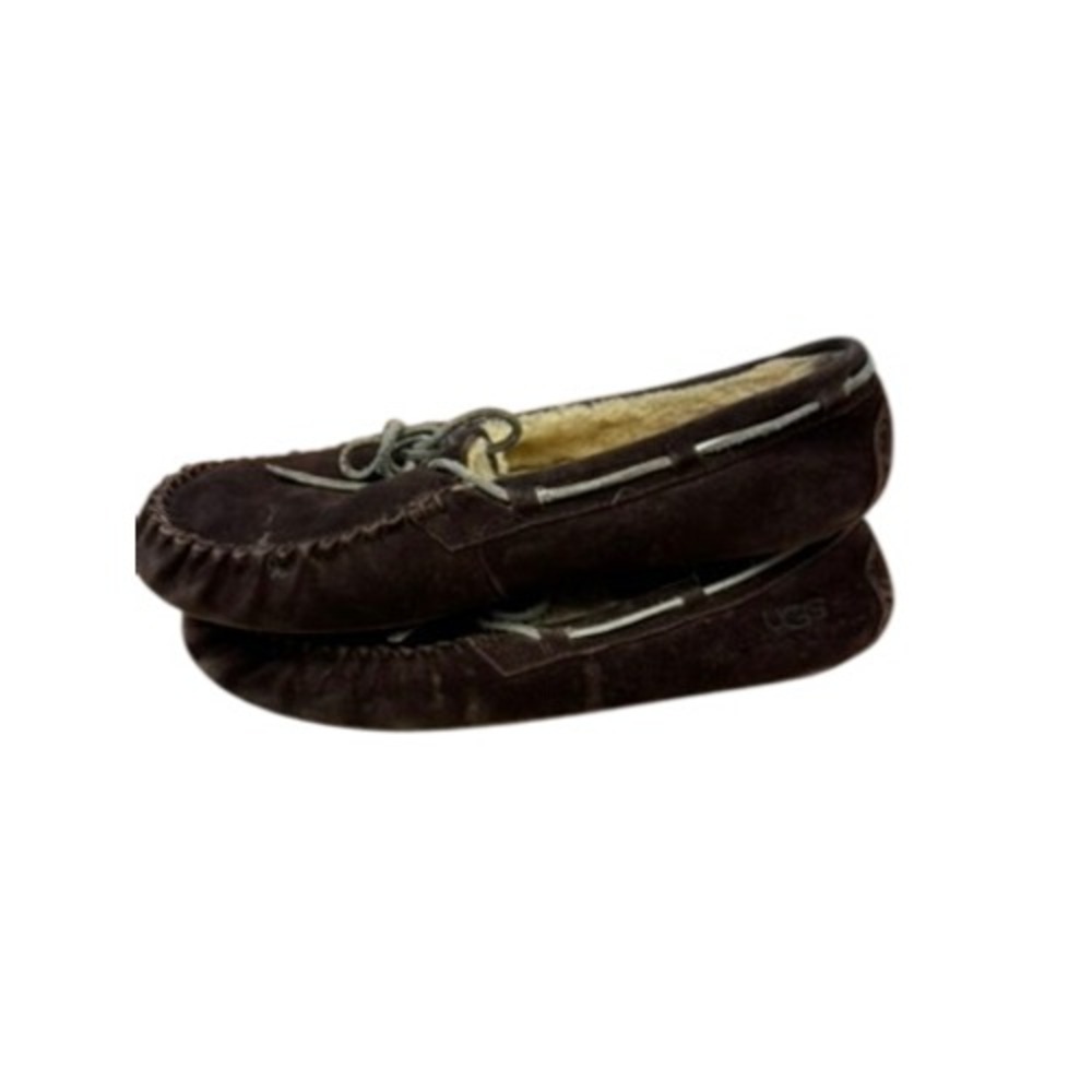 UGG Australia Dakota Espresso Brown Suede Sheepskin Moccasin Slippers Womens 9 - Picture 4 of 13